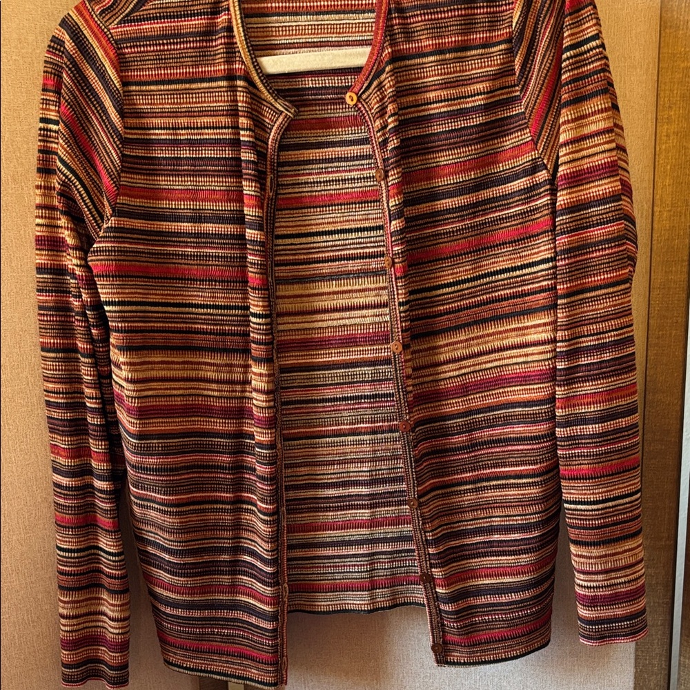 FINAL MARKDOWN RAFAEL Pleat Pleat Striped Knit cardigan medium